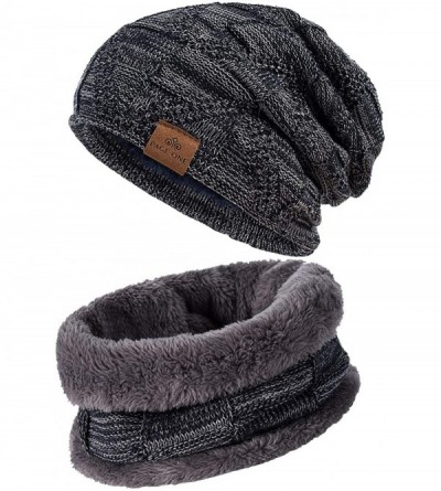 Skullies & Beanies Mens Winter Slouchy Beanie Warm Fleece Lined Skull Cap Baggy Cable Knit Hat - 21 - C518MH35O0R $14.78