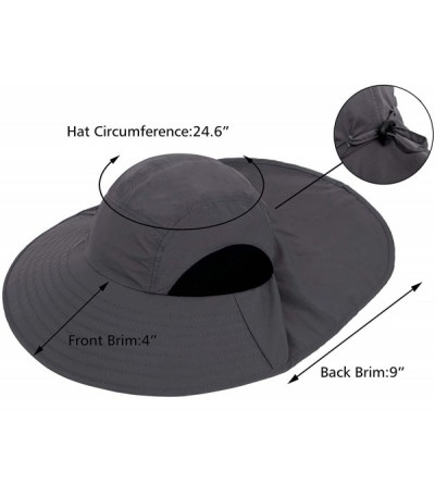 Sun Hats Womens Foldable Flap UPF 50+ UV Protective Bucket Sun Hat w/Neck Cord - Unisex_dark Grey - CW19997XHTL $15.30