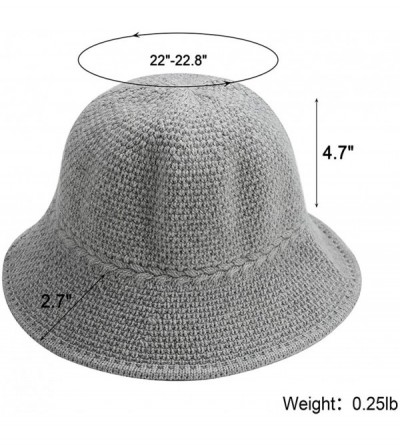Bucket Hats Winter Bucket Hat- Women's Warm Knitted Hats Cloche Bucket Hat Knitted Wool Blend Foldable Hat for Women - Grey -...
