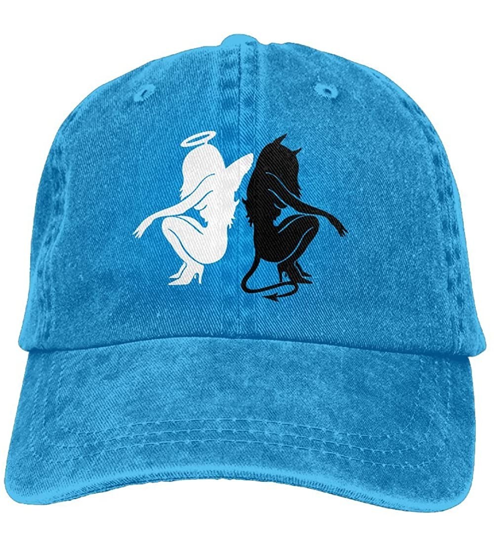 Cowboy Hats Angel and Devil Sitting Decal Trend Printing Cowboy Hat Fashion Baseball Cap for Men and Women Black - Royalblue ...