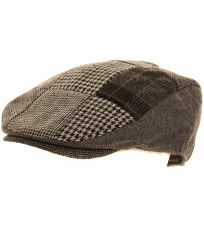 Newsboy Caps Mens Patchwork Winter Flat Cap with Wool - Grey - C911GOY8OSD $11.33