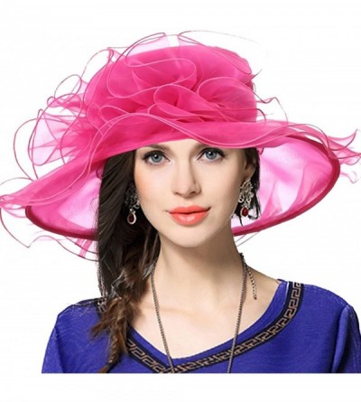 Sun Hats Women Floral Wedding Dress Tea Party Derby Racing Church Hat - Sheer-rose - CM18CKMQNQL $18.15
