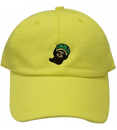 Baseball Caps Flying Sloth Cotton Baseball Dad Caps - Lemon - CZ184D60YWW $28.07