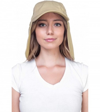 Sun Hats Fishing Sun Cap UV Protection - Ear Neck Flap Hat - Khaki - CP17AZ3OS5D $12.83