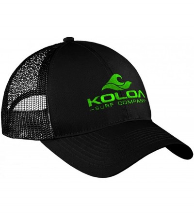 Baseball Caps Old School Curved Bill Mesh Snapback Hats - Black With Green Embroidered Logo - CP17Z3MA9GR $15.98