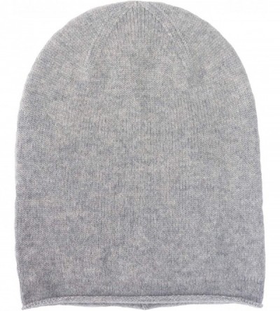 Skullies & Beanies 100% Pure Cashmere Women's Slouchy Beanie Hat - Light Grey - CU18XAWDNEN $31.69