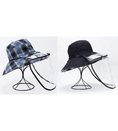 Bucket Hats Plaid Tartan Bucket Hats for Women Vintage Rollable Fisherman Sun Cap - Z-blackblue - CE197M5SRTE $33.01