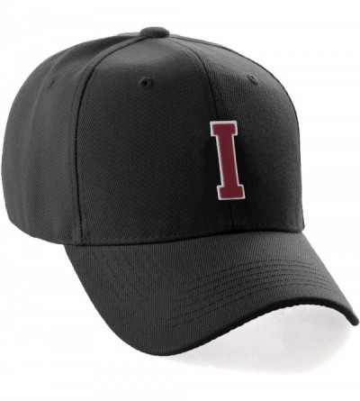 Baseball Caps Classic Baseball Hat Custom A to Z Initial Team Letter- Black Cap White Red - Letter I - CN18IDZLXYI $23.31