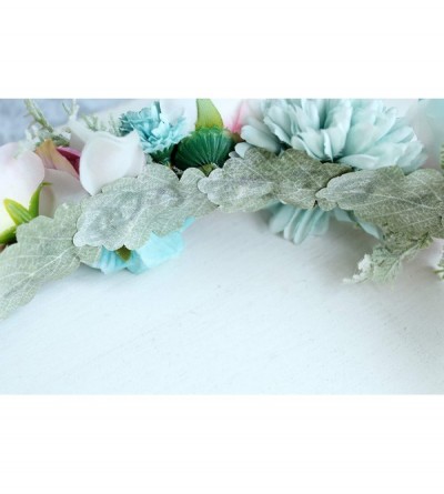 Headbands Adjustable Flower Headband Floral Garland Crown Halo Headpiece Boho with Ribbon Wedding Festival Party - 3 - C218IE...