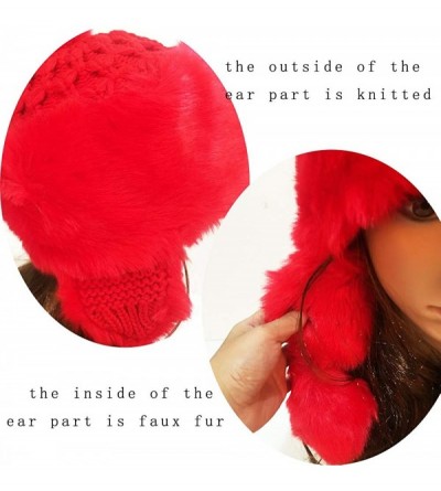 Bomber Hats Knitted Trapper Russian Aviator Trooper - Red - C718KQGZH6C $12.34