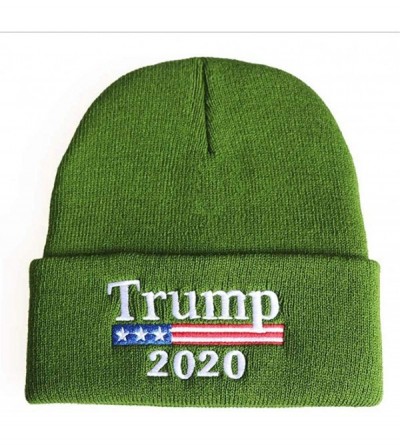 Skullies & Beanies Keep America Great 2020 Donald Trump Unisex Cuffed Plain Skull Knit Hat Cap - Green 001 - CP18YQHNC3S $11.81