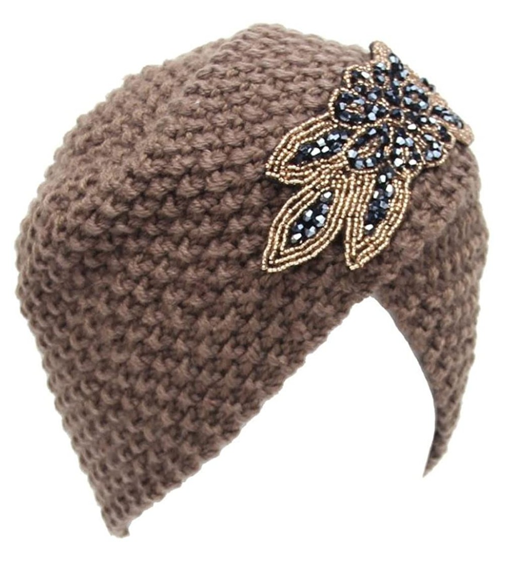 Skullies & Beanies Women Hat- 2018 Fashion Womens Winter Warm Diamond Knit Crochet Hat Braided Headdress Cap - Khaki - C51868...