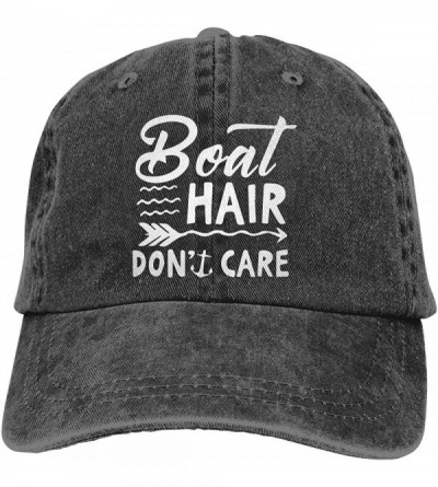 Baseball Caps Boat Hair Don't Care Print Vintage Hot Men & Women Adjustable Denim Dad Hat Cotton Baseball Cap Navy - Black - ...