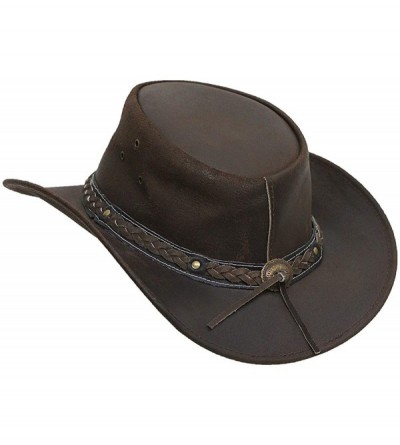 Cowboy Hats Mens Vintage Black and Brown Wide Brim Cowboy Aussie Style Western Bush Hat - C018OUN38M2 $50.20