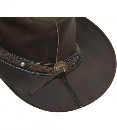 Cowboy Hats Mens Vintage Black and Brown Wide Brim Cowboy Aussie Style Western Bush Hat - C018OUN38M2 $50.20
