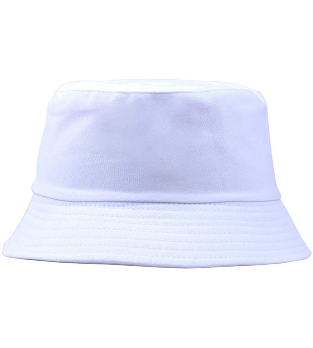 Bucket Hats Cotton Bucket Hat Packable Summer - Travel Hat Fishing Hat UV Protection - White - CJ18THZ4WKX $24.59