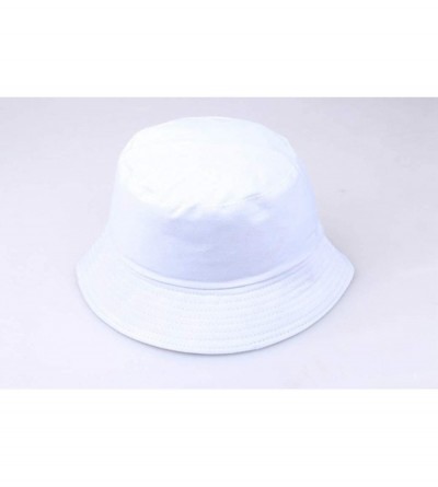 Bucket Hats Cotton Bucket Hat Packable Summer - Travel Hat Fishing Hat UV Protection - White - CJ18THZ4WKX $24.59
