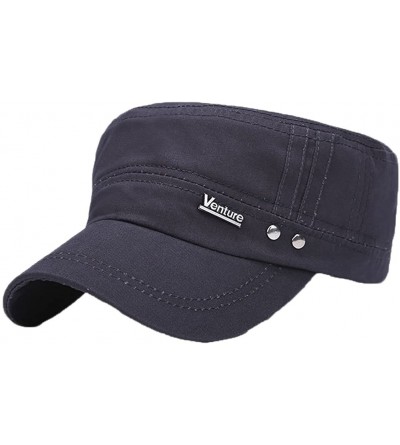 Baseball Caps Solid Brim Flat Top Cap Army Cadet Style Military Ripped Hat Peaked Cap - Gray - CO17YHZKO9I $13.06