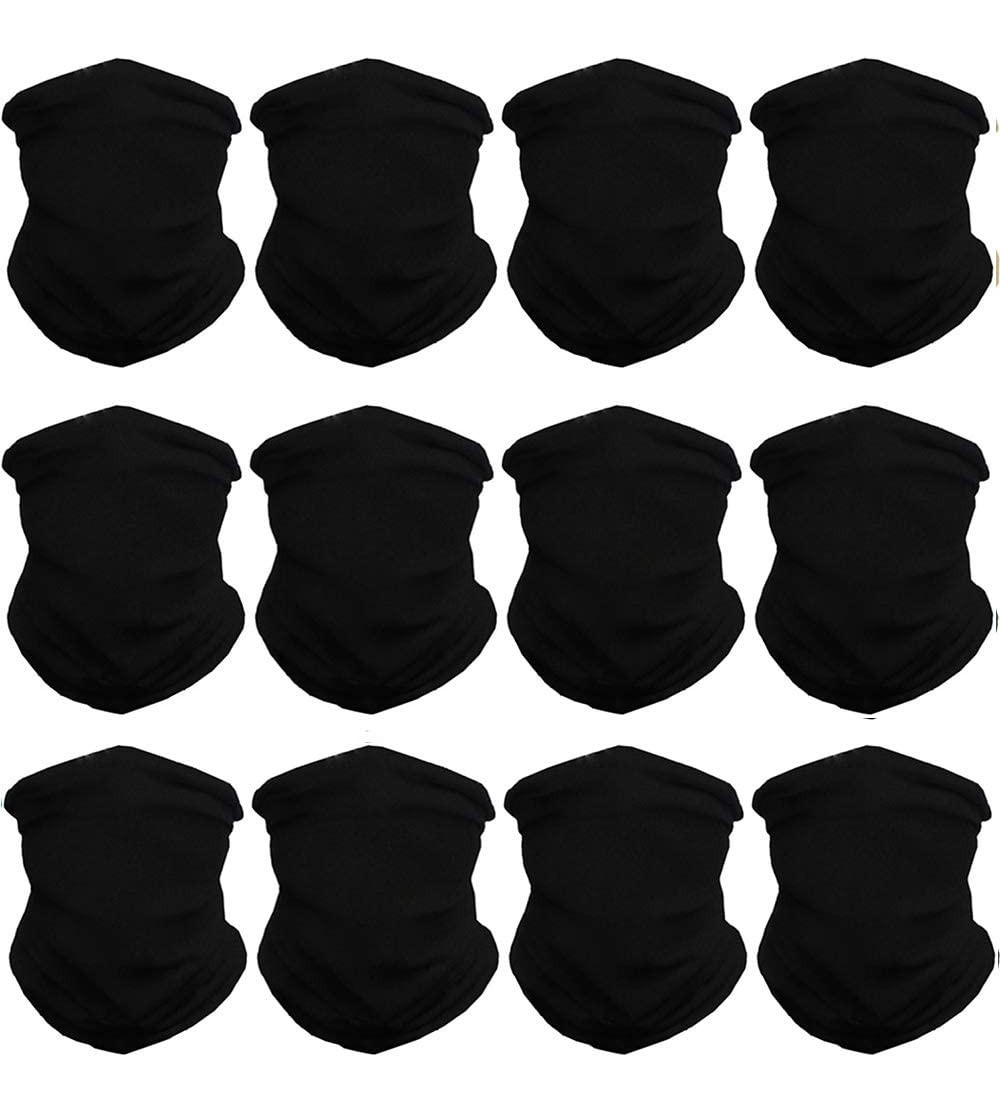 Balaclavas Headwear Headband Bandana Neck Gaiter - Headwrap Balaclava Facemask Seamless for Outdoor - 12pcs-set-all Black - C...
