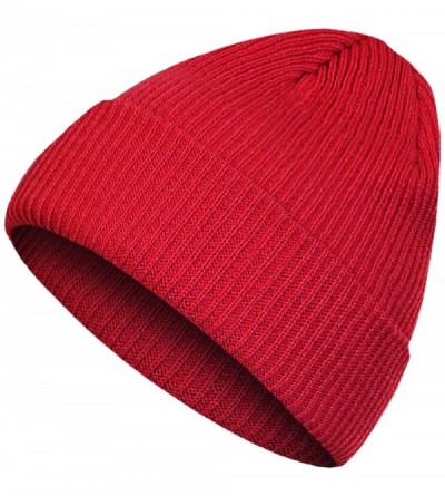 Skullies & Beanies Women's Casual Winter Acrylic Knit Beanie for Men and Women - A Red - C4193QDX9LI $8.65