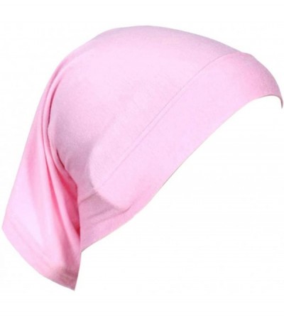Skullies & Beanies Women's Hijab Cap Under Scarf Bone Bonnet Head Wrap Cover - Pink - C8120UVBIQF $8.34