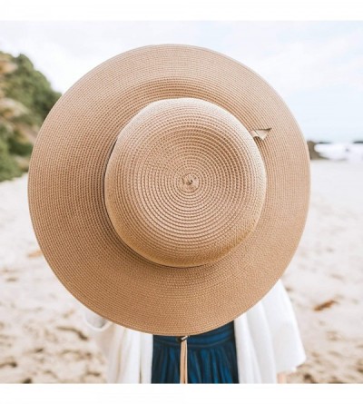 Sun Hats Women's Wide Brim Sun Hat - UPF 50+ Sun Protection - Straw - C8195KTTXKS $41.43