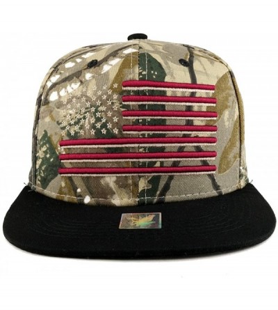 Baseball Caps USA American Flag Embroidered Flat Bill Snapback Cap - Hunting Camo - C0187539UI3 $17.27