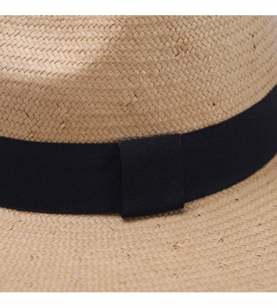 Fedoras Janey&Rubbnis Summer Handmade Wide Brim Classic Fedora Natural Straw Panama Sun Hat - Beige - CI18G2XZWUN $25.12