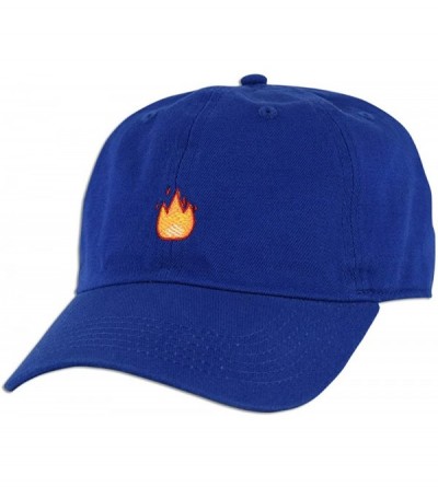 Baseball Caps Fire Emoji Baseball Cap Curved Bill Dad Hat 100% Cotton Lit Hot Flame Solid New - Royal - CB17YLKROI0 $12.35