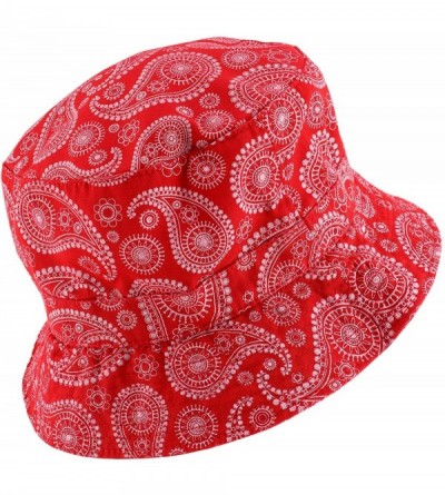 Bucket Hats Paisley Bandana Print 100% Cotton Bucket Hat - Red - CX12O37KX39 $21.87