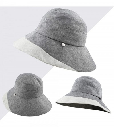 Sun Hats Light Weight Packable Women's Wide Brim Sun Bucket Hat - Viviane- Grey - CK18GQTGN5Q $16.43