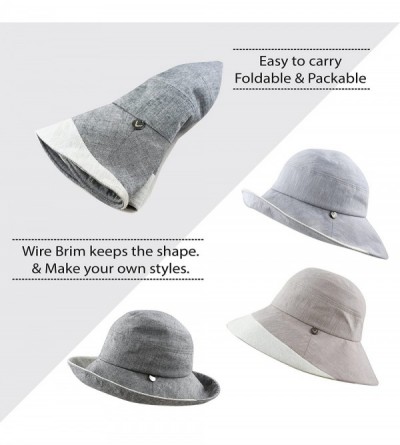 Sun Hats Light Weight Packable Women's Wide Brim Sun Bucket Hat - Viviane- Grey - CK18GQTGN5Q $16.43