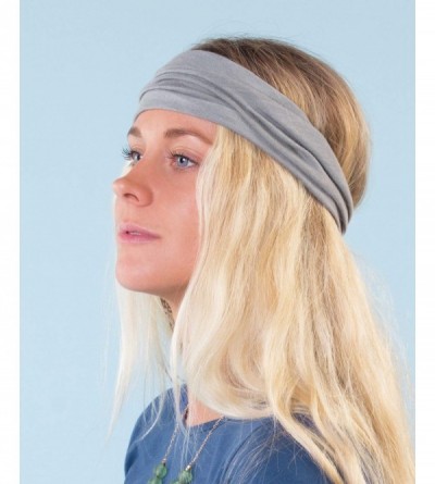 Headbands Soul Flower Women's Boho Headband- Organic Cotton Stretchy Wide Half Bandeau Accessory- Made in the USA (Sage) - C7...