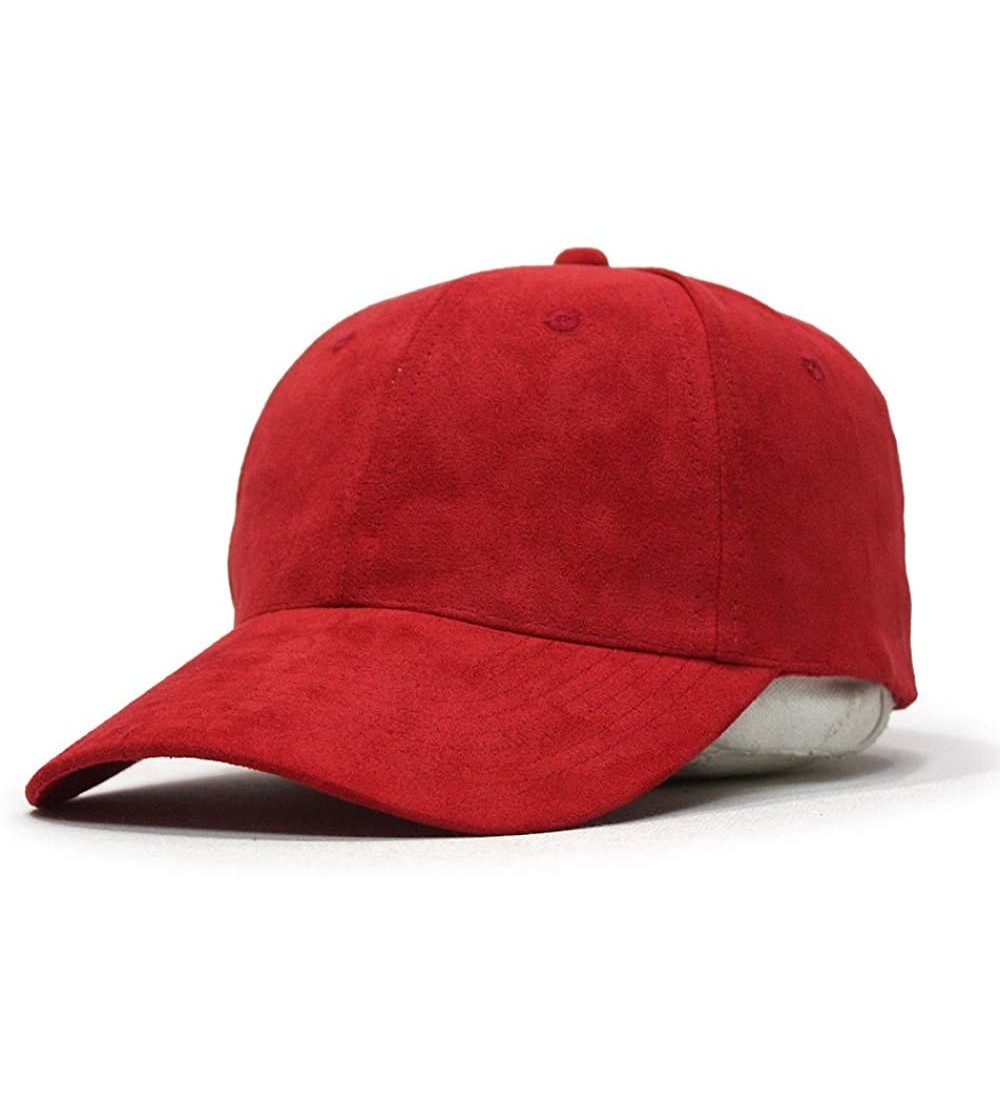 Baseball Caps Vintage Year Classic Suede Low Profile Adjustable Baseball Cap - Red - CY12H8XP4WR $13.49