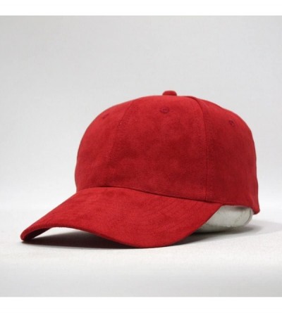 Baseball Caps Vintage Year Classic Suede Low Profile Adjustable Baseball Cap - Red - CY12H8XP4WR $13.49