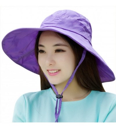 Sun Hats Women Summer Rain Hat UV UPF 50 Sun Protection Wide Brim Hat Sun Hat Foldable Bucket Hat - Purple - C818D89HT6S $33.35