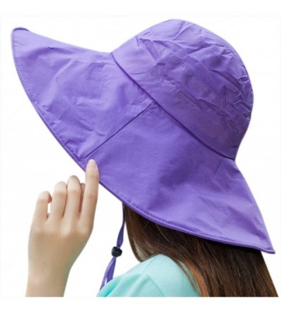 Sun Hats Women Summer Rain Hat UV UPF 50 Sun Protection Wide Brim Hat Sun Hat Foldable Bucket Hat - Purple - C818D89HT6S $14.82