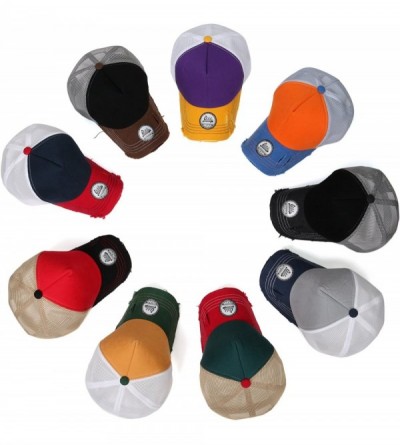 Baseball Caps Solid Color Vintage Distressed Mesh Blank Trucker Hat Baseball Cap - Black - CW12HDEEOM7 $16.06