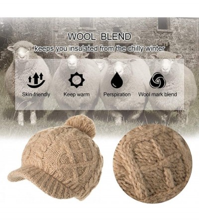 Skullies & Beanies Wool Newsboy Cap Winter Hat Visor Beret Cold Weather Knitted - 00771_black - CI18AOAOGDX $14.34