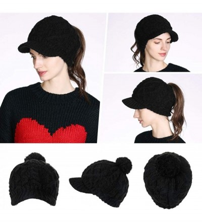 Skullies & Beanies Wool Newsboy Cap Winter Hat Visor Beret Cold Weather Knitted - 00771_black - CI18AOAOGDX $14.34