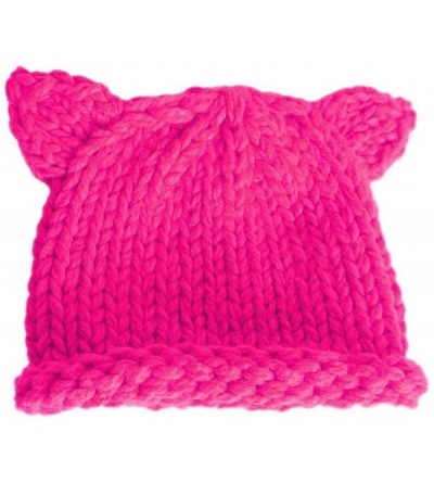 Skullies & Beanies Knit Beanie Cat Ears Cap for Baby & Kids & Pussycat Hat Women's March - Rose - C5188A54MHW $9.30