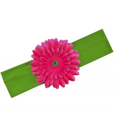 Headbands Girls Gerber Daisy Stretch Headband - Lime Green Band / Hot Pink Flower - C611NH4IDTX $7.36