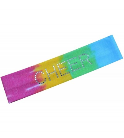 Headbands Cheer Rhinestone Cotton Stretch Headband - Rainbow Tie Dye - CJ11L60D03J $9.22