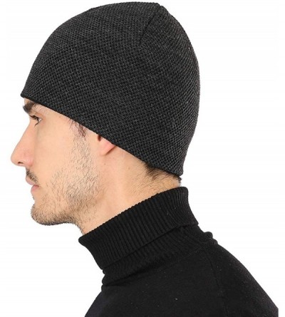 Skullies & Beanies Fleece Lined Beanie Hat Men Women Winter Soft Mesh Warm Knit Ski Skull Cap - Charcoal grey - C918XIQ5D3Y $...