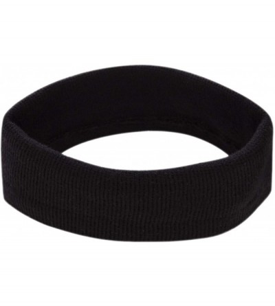Headbands USA Made Stretch Headband - Black - C31885WT2GA $21.48