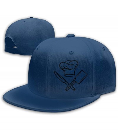 Baseball Caps Cooking Hat with Knives Snapback Flat Baseball Cap Unisex Adjustable - Navy - CM196XMSAH0 $17.79