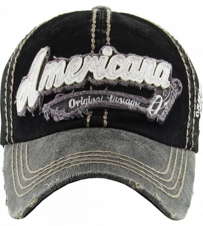 Baseball Caps Eagle and Free Spirit Distressed Baseball Cap Dad Hat Adjustable Unisex Fashion - (1.7) Black Americana - CF11P...