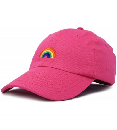 Baseball Caps Rainbow Baseball Cap Womens Hats Cute Hat Soft Cotton Caps - Hot Pink - C818MCAWMRU $25.01
