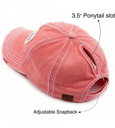 Baseball Caps Exclusives Hatsandscarf Washed Distressed Cotton Denim Ponytail Hat Adjustable Baseball Cap (BT-761) - CR18RGTR...