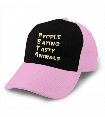 Baseball Caps PETA - People Eating Tasty Animals Men Retro Adjustable Cap for Hat Cowboy Hat - Pink - CK18Y48KQXX $21.03
